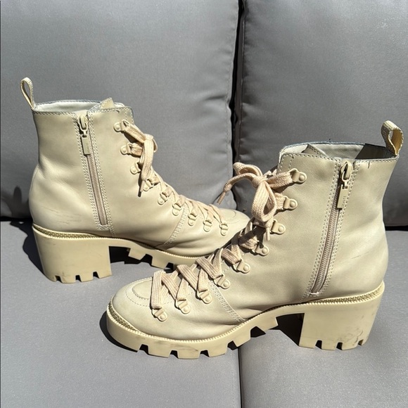 SCHUTZ Size 10B Women's Cream Lace-Up Ankle Boots - Picture 5 of 14